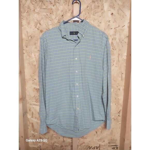 Ralph Lauren Shirt Men's M Blue/Pink/Green Cotton Long-sleeves Button-up - Picture 1 of 6
